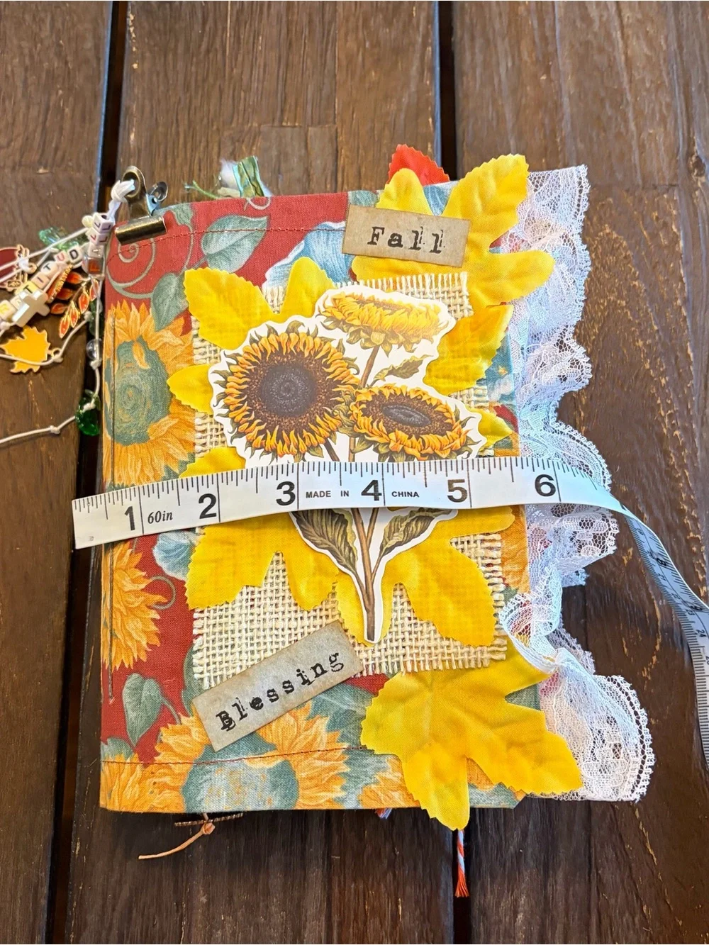 Fall Autumn Junk Journal Sunflower Thanksgiving Leaves Softcover Decorated 3 Sig